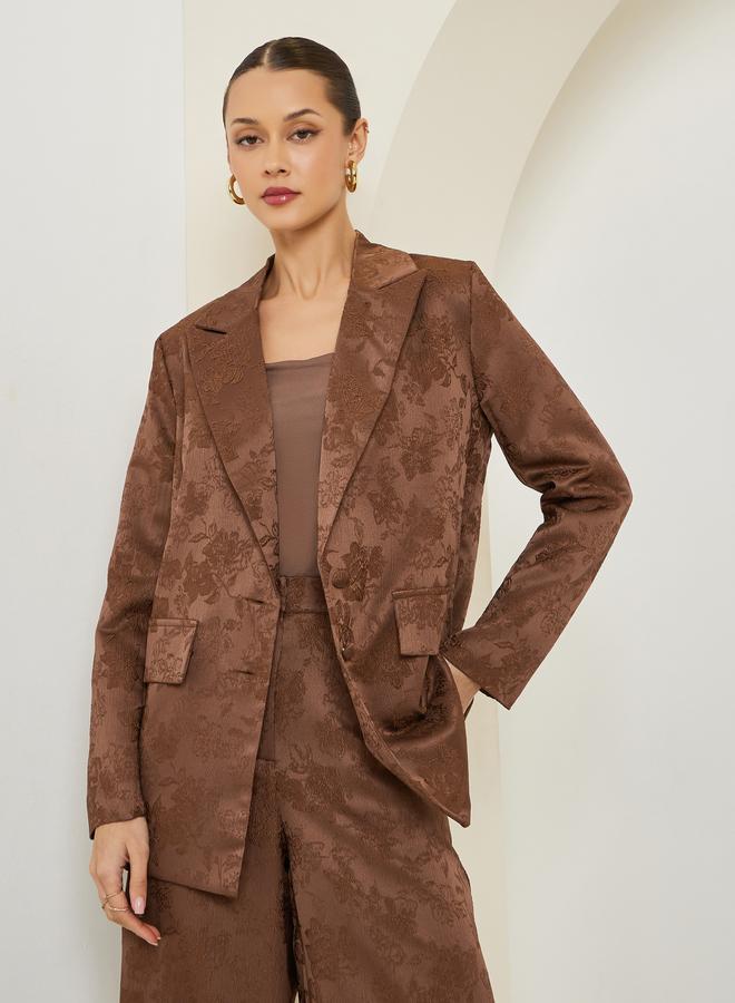 ستايلي بليزر ساتان جاكار بقصة عادية - Image 5